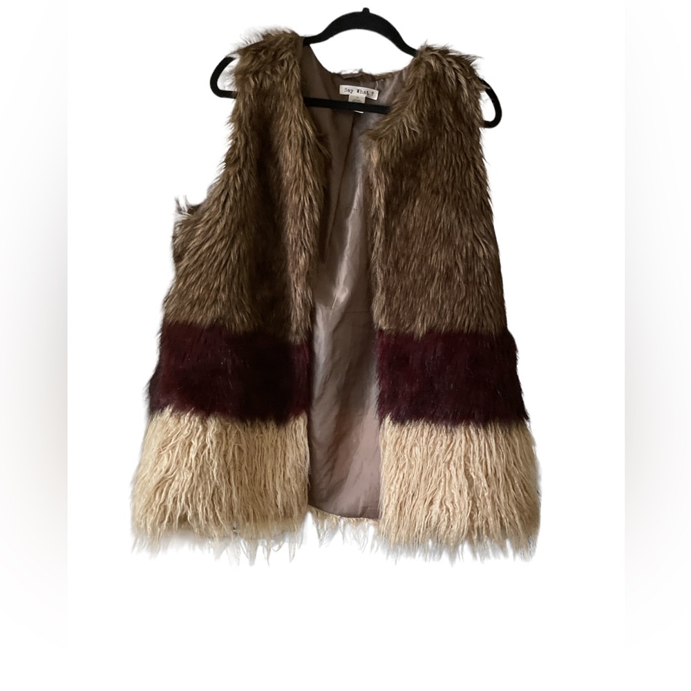 Say What Faux Fur Vest sz 1X gently worn.  Send best offer!!
